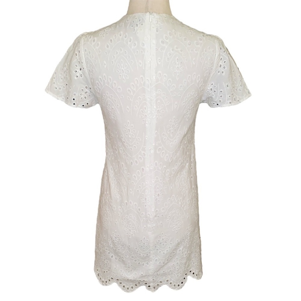 Zara white eyelet shift scalloped dress Small - Picture 6 of 15